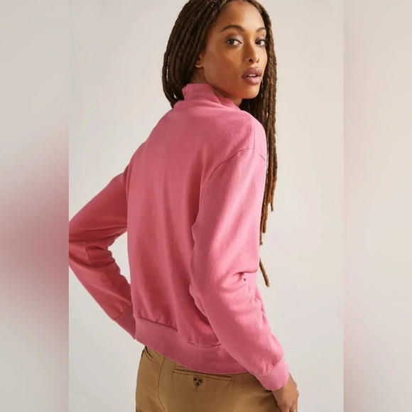 Anthropologie T.La Cut-Out  Funnel Neck Sweatshirt Pink - Picture 4 of 8